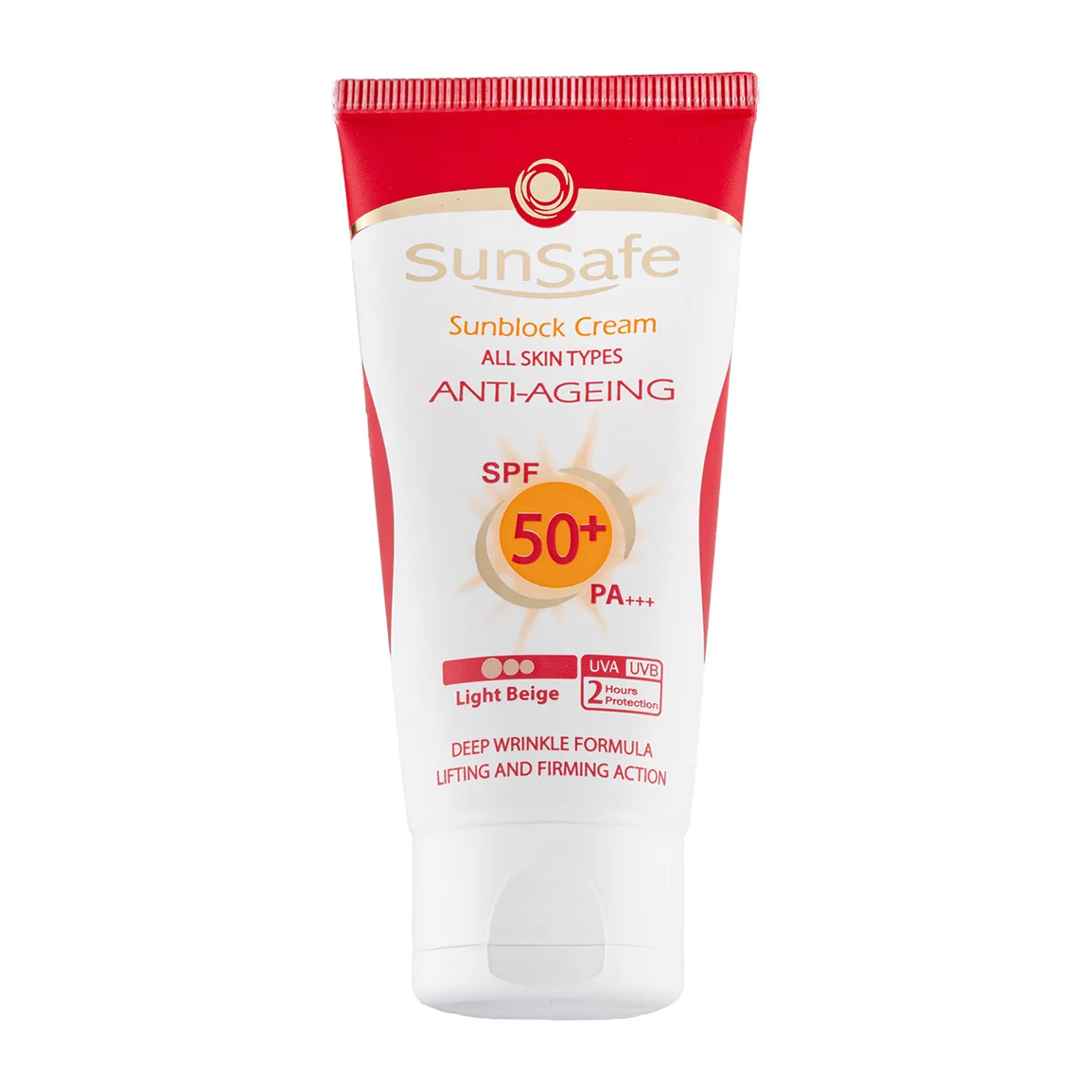 کرم ضد آفتاب و ضد چروک رنگی spf50 سان سیف
